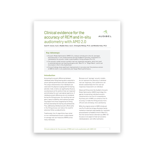 Clinical evidence for the accuracy of REM and in-situ audiometry with AMO 2.0 white paper