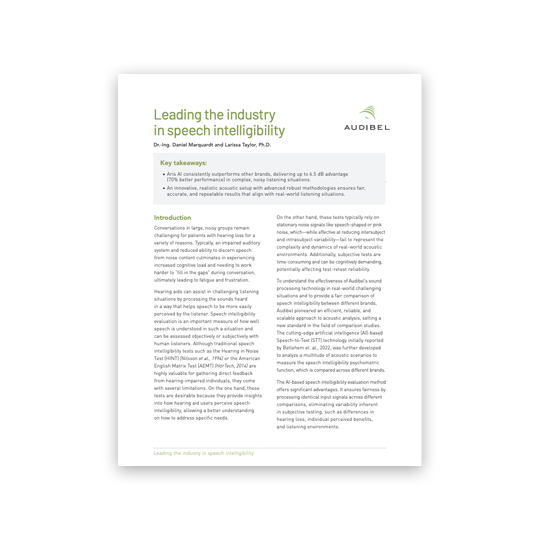 Leading the industry in speech intelligibility