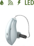 mRIC R that is waterproof, wireless, rechargeable, and has a status indicator light